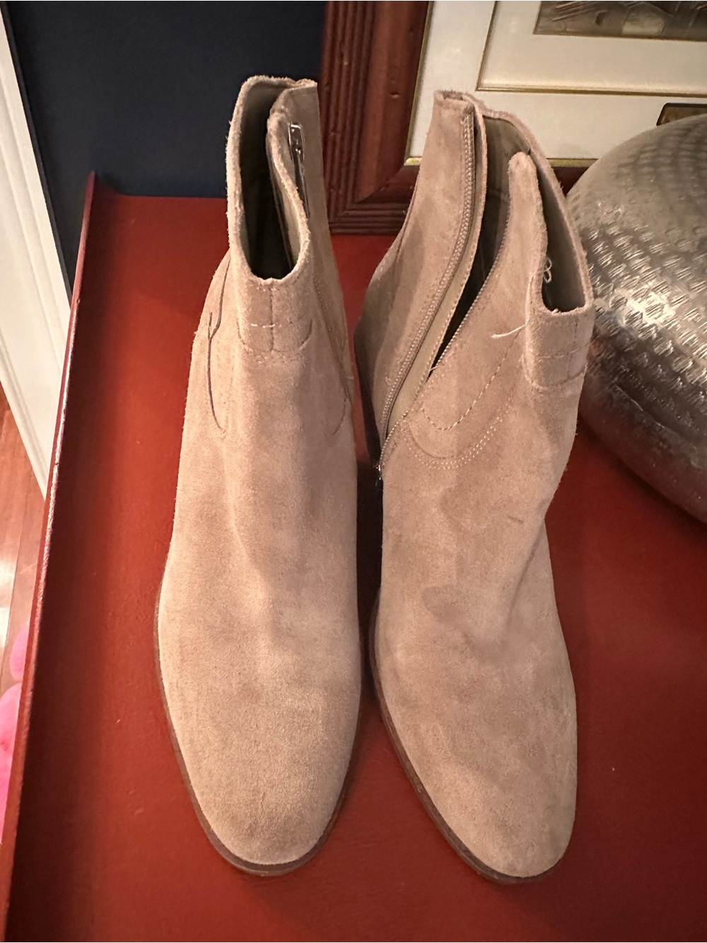 Lucky Brand Suede Ankle Boots in Taupe